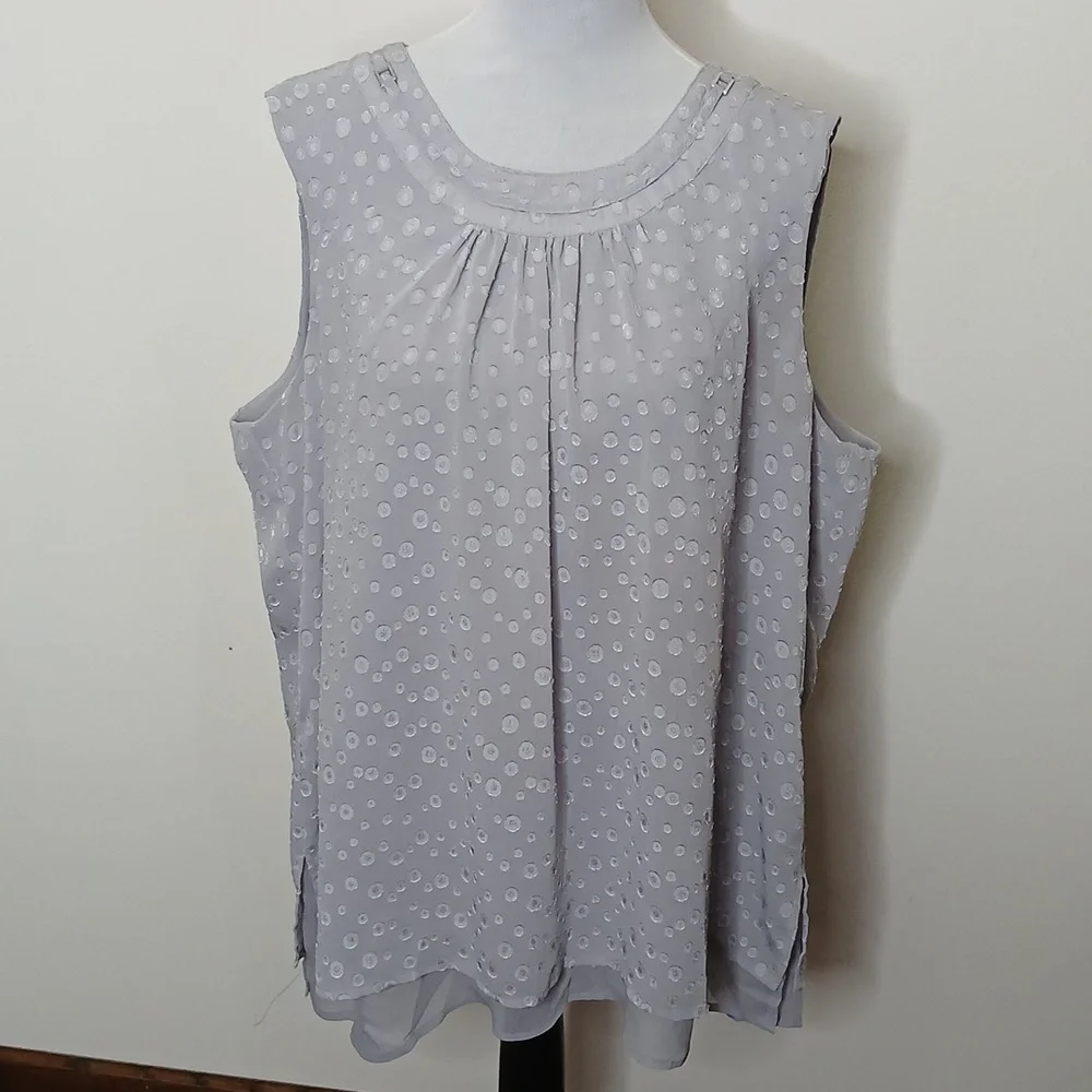 Roz& Ali lavender polka dot pleated blouse size 2X - Picture 2 of 16